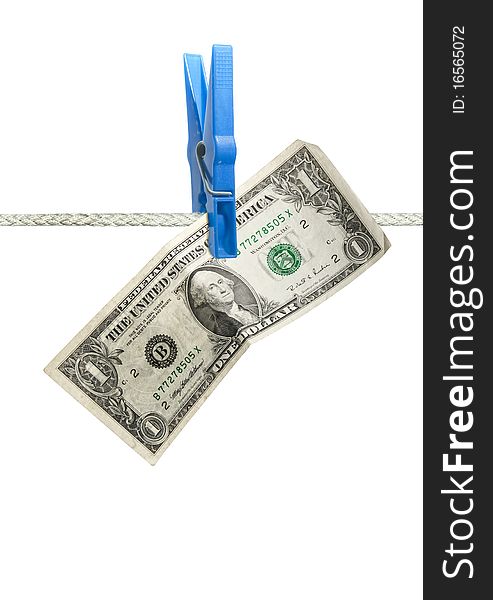 American dollar on rope isolated