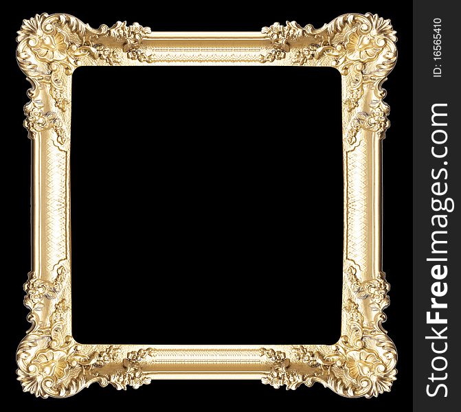 Golden frame isolated on white, closed-up
