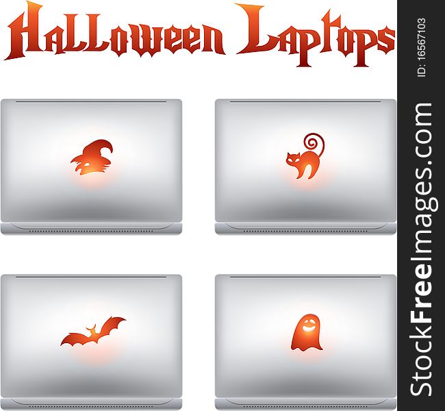 Halloween Icons With Creative Laptops