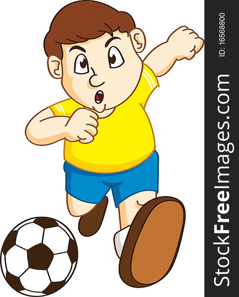 Boy playing soccer in vector format