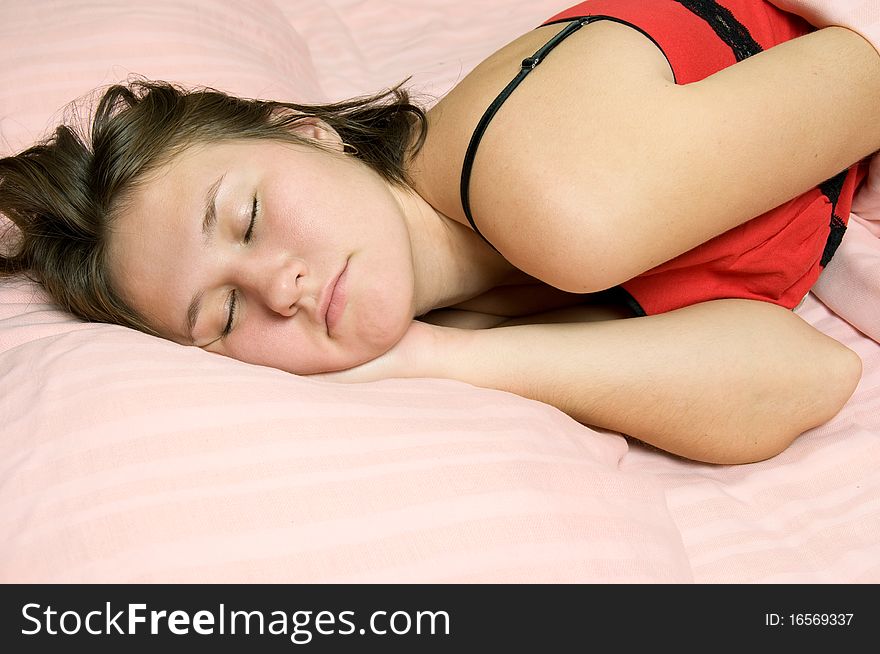 Portrait of young sweet sleeping woman