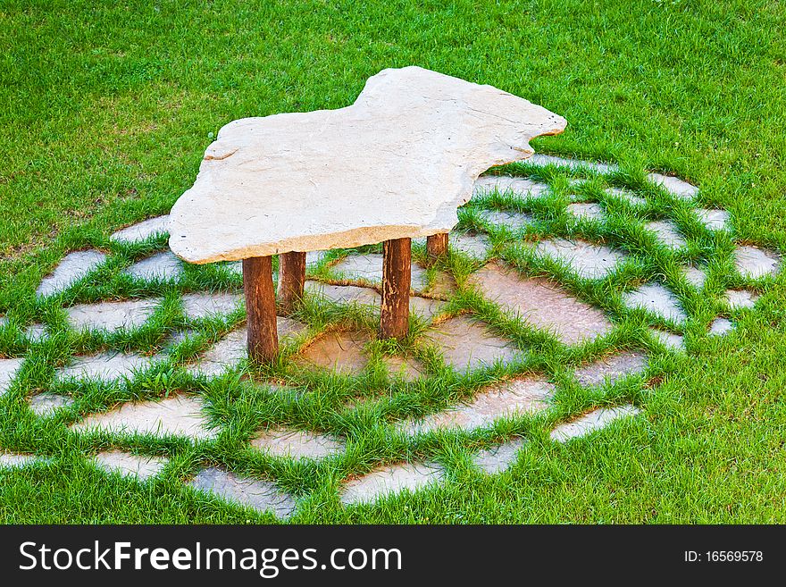 Stone table in Kovachevitsa village, Bulgaria.