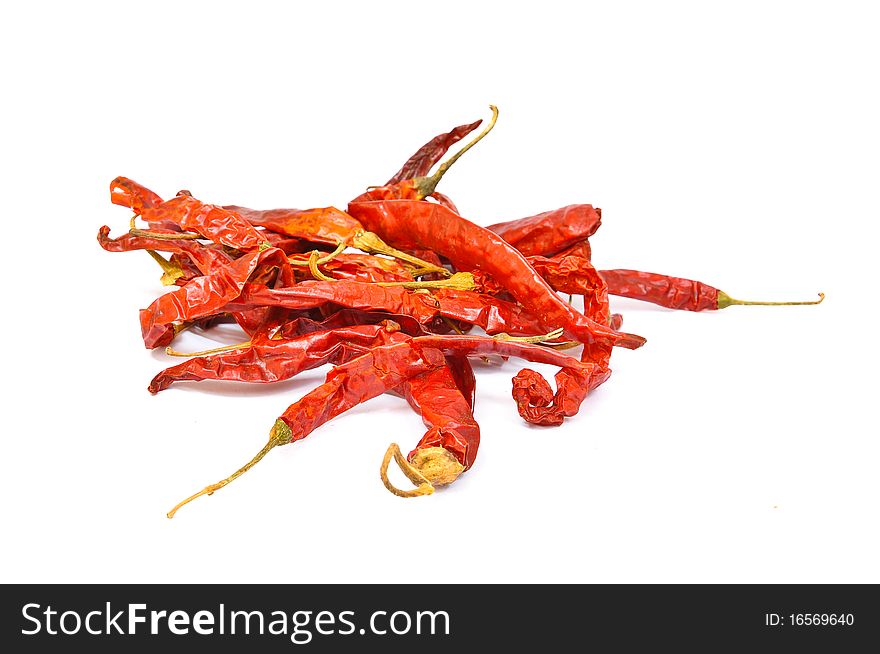 Dry Red Hot Chili on white background
