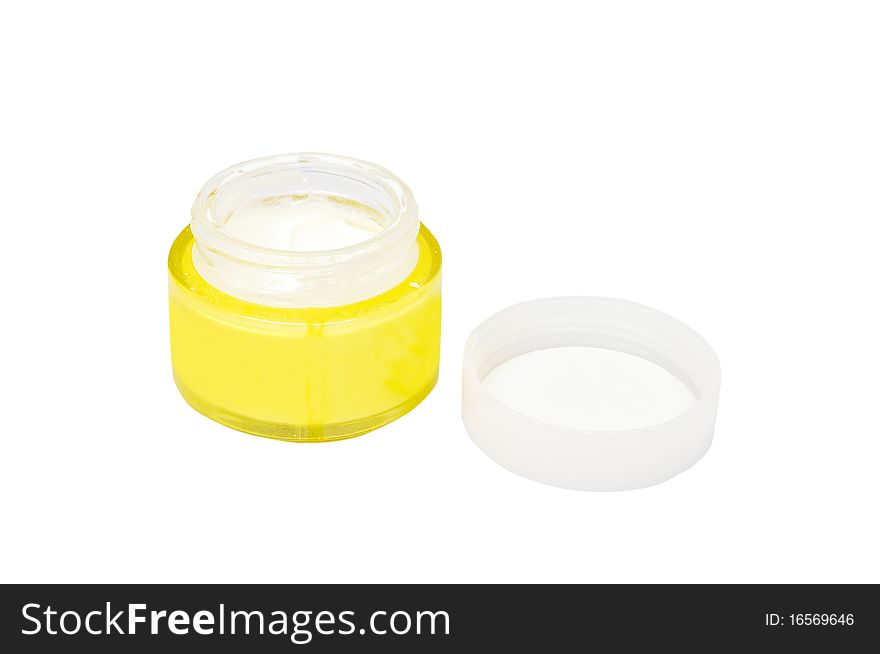 Jar of moisturizer Face cream on white background