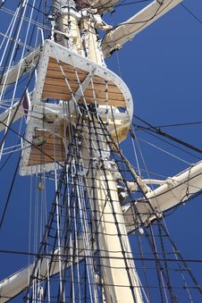 Ship Tackles, Rigging On A Old Frigate Stock Image Ship Tackles, Rigging On A Old Frigate Stock Image