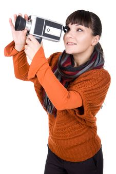 Woman With Camera Royalty Free Stock Photo Woman With Camera Royalty Free Stock Photo