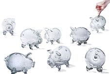 Glass Piggy Banks Royalty Free Stock Photo Glass Piggy Banks Royalty Free Stock Photo