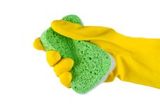 Hand In Rubber Glove With Sponge. Royalty Free Stock Images