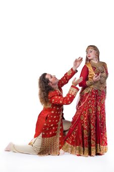 Young Man Pleads With Indian Girl Royalty Free Stock Images Young Man Pleads With Indian Girl Royalty Free Stock Images