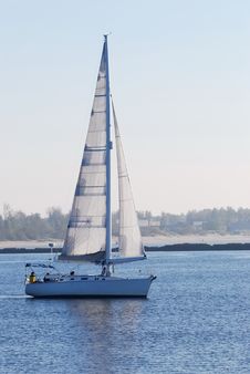 White Yacht Sailing Royalty Free Stock Photo