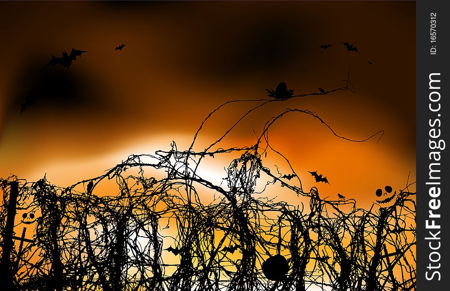 Halloween night background, illustration