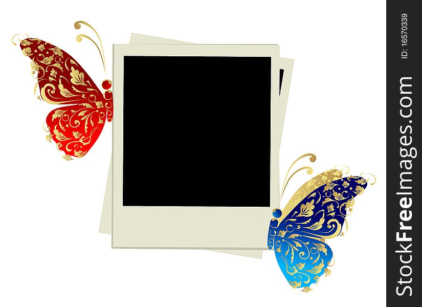 Photo Frame Design With Butterfly Decoration