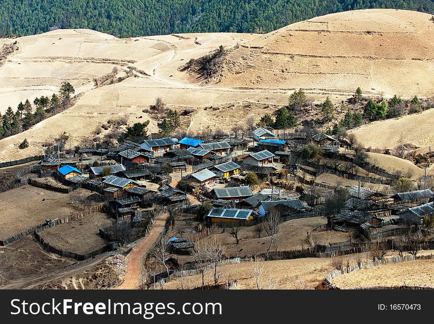 Peaceful village at Shangri La in china