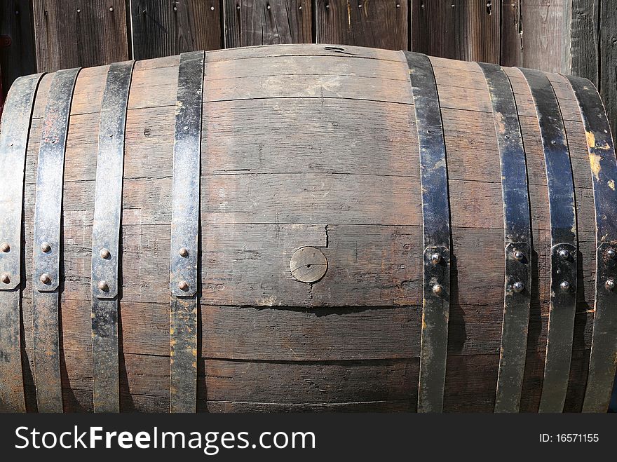 Old wooden barrel for alcohol