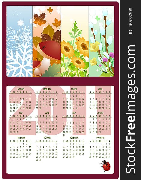 Vector Illustration of style design Calendar for 2011