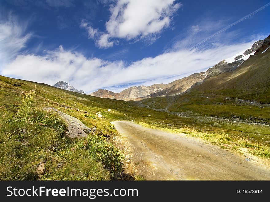 Mountain trail in Alta Valtellina. Mountain trail in Alta Valtellina