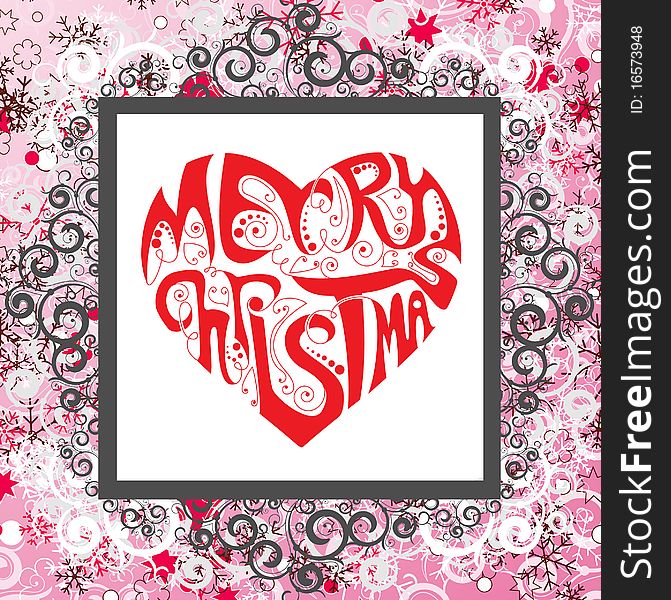 Bright Christmas frame with heart