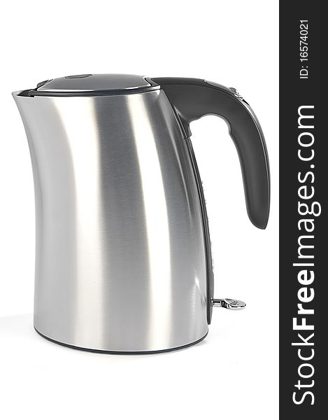 Metallic electric kettle isolated on white background