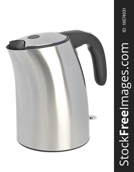 Metallic electric kettle isolated on white background