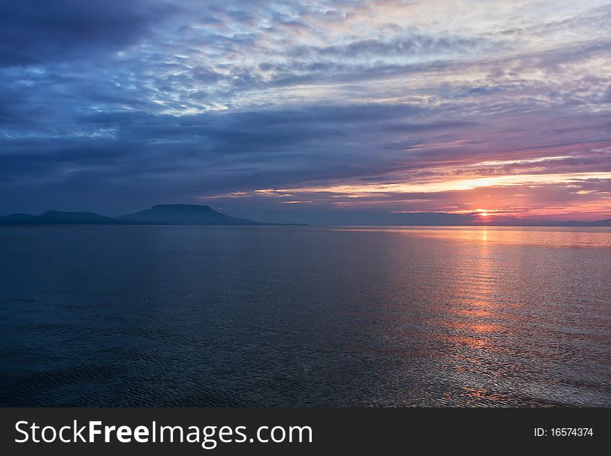 Beautiful sunrise at lake Balaton (Hungary)