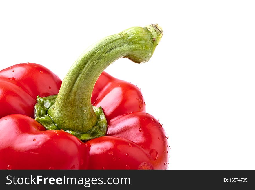 Red Pepper Closeup, isolated on white