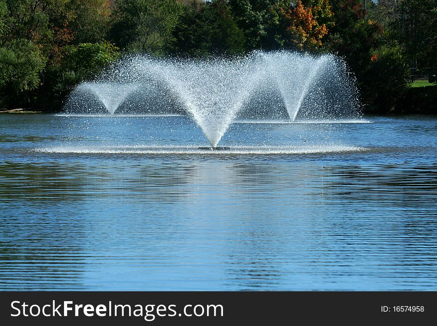 Three Fountains on a pond. Three Fountains on a pond