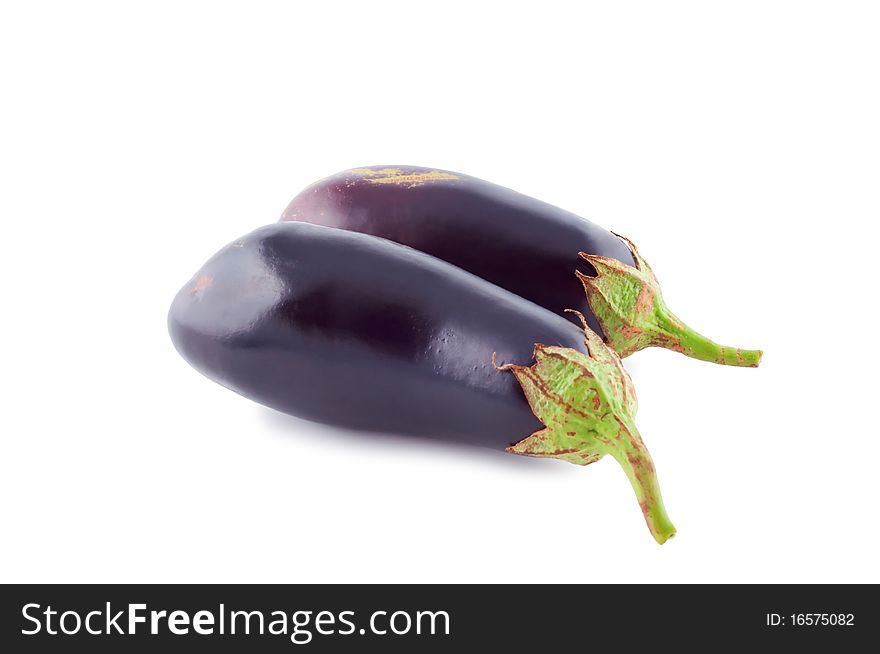 Two aubergine isolated on white background. Two aubergine isolated on white background.