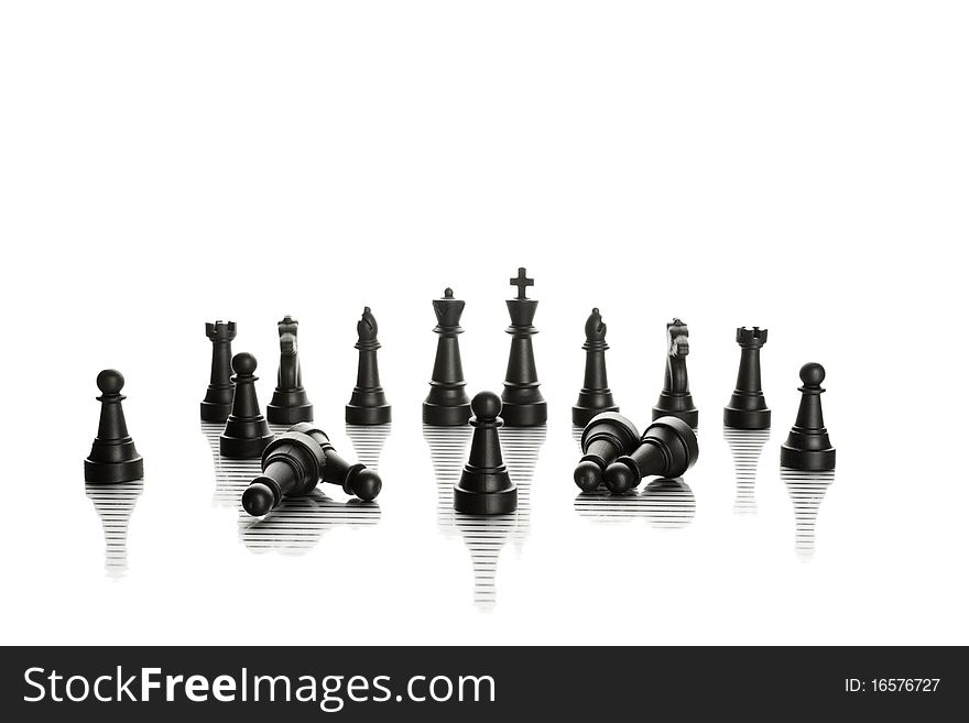 Defeated the army of black chess pieces