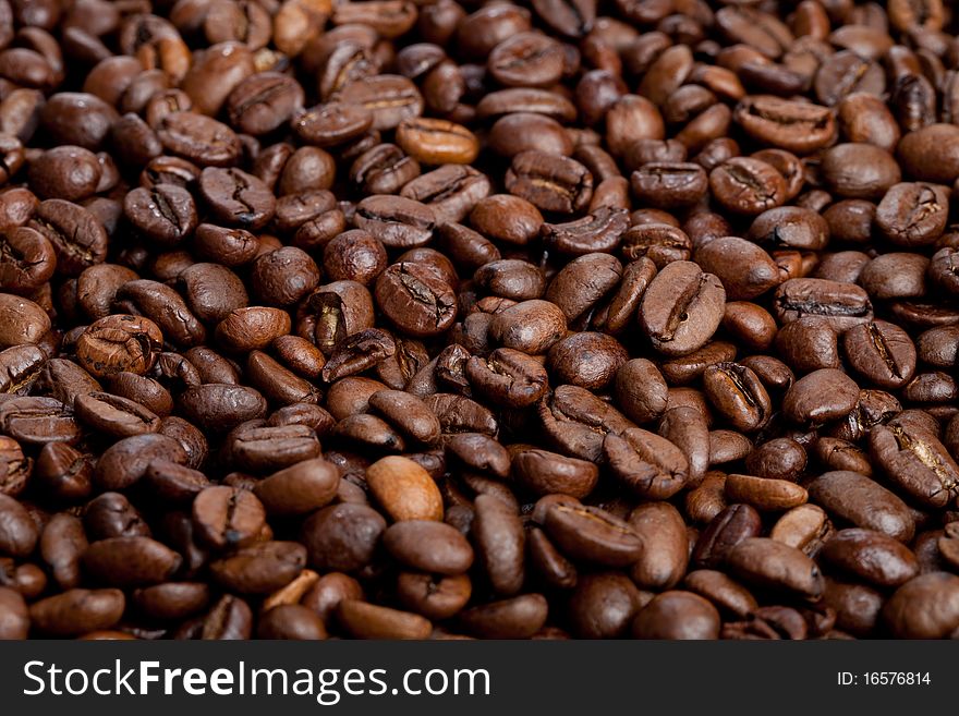 Close up view of coffee beans