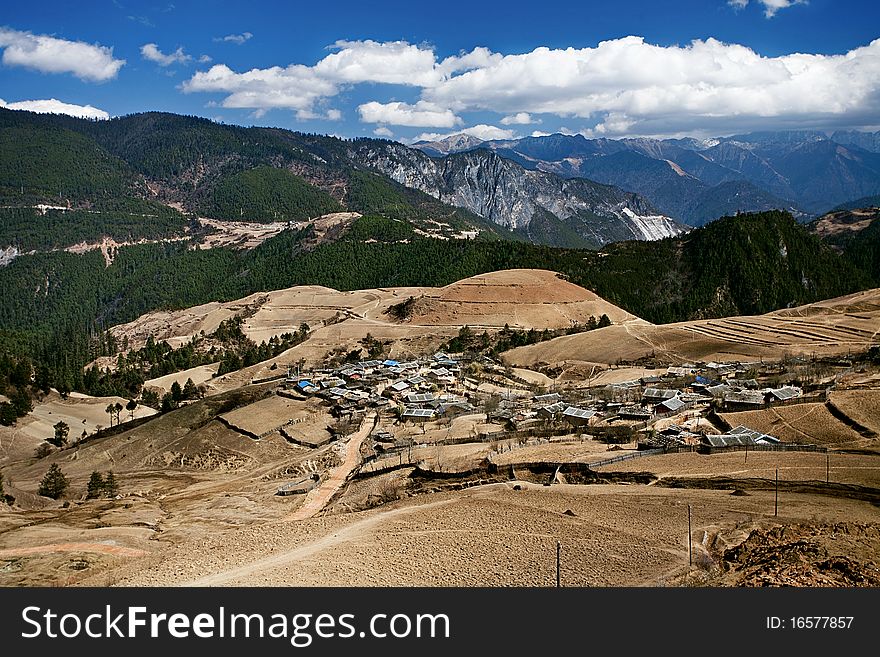 Peaceful Village At Shangri La In China