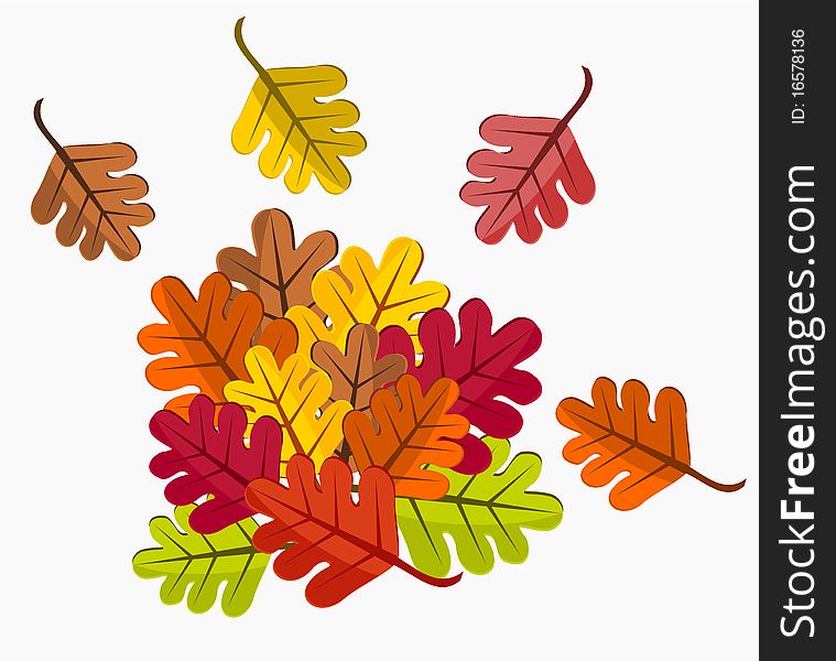 Colorful autumn fallen leaves illustration
