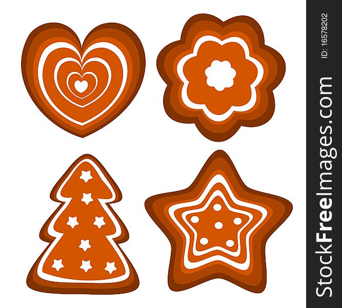 Set of Christmas gingerbread cookies illustration