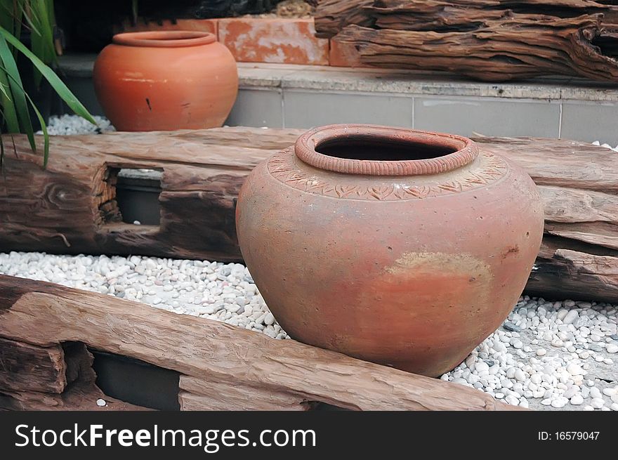 Jar made of clay for decoration