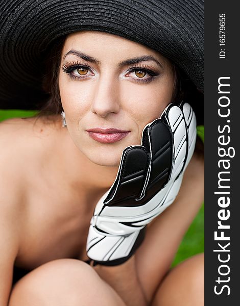 Woman with Football Glove