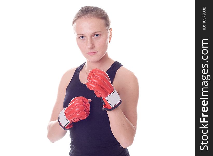 Attractive Girl Practicing Boxing