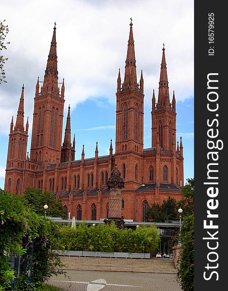 Church Marktkirche of mock Gothic in Wiesbaden, Germany