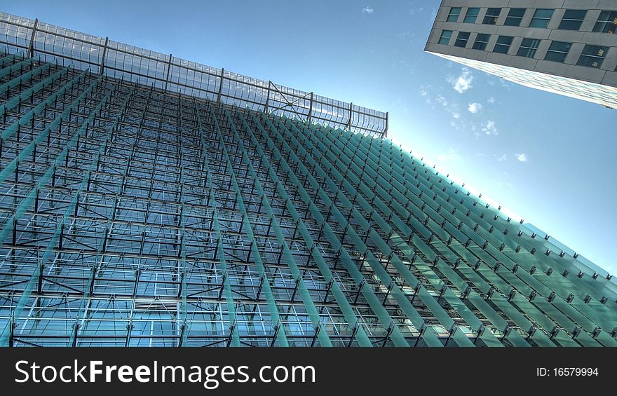 glass sunshades on office building. glass sunshades on office building