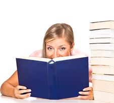 Isolated Woman With Books Royalty Free Stock Photos Isolated Woman With Books Royalty Free Stock Photos