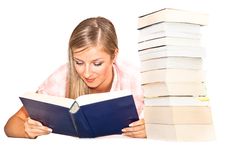 Isolated Woman With Books Royalty Free Stock Photo Isolated Woman With Books Royalty Free Stock Photo