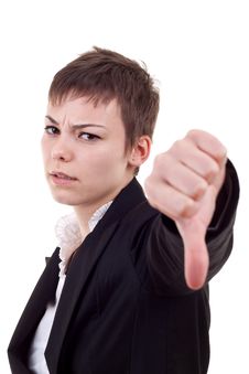 Business Woman Gesturing Thumbs Down Stock Photo Business Woman Gesturing Thumbs Down Stock Photo