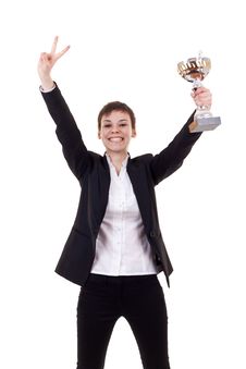 Excited Young Business Woman Winning Stock Photos Excited Young Business Woman Winning Stock Photos