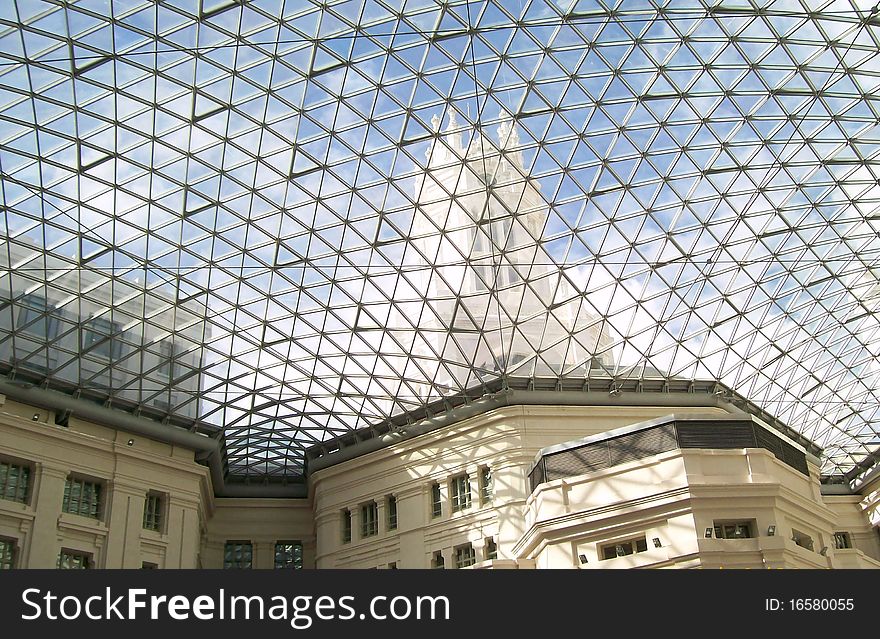 See through netting grid inside the town hall madrid