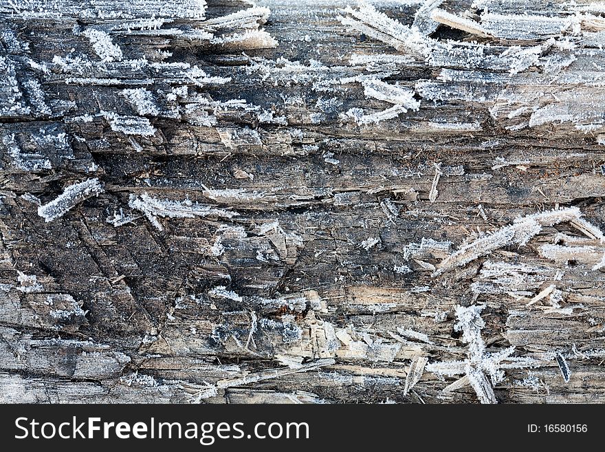 Wooden Surface Covered With Frost