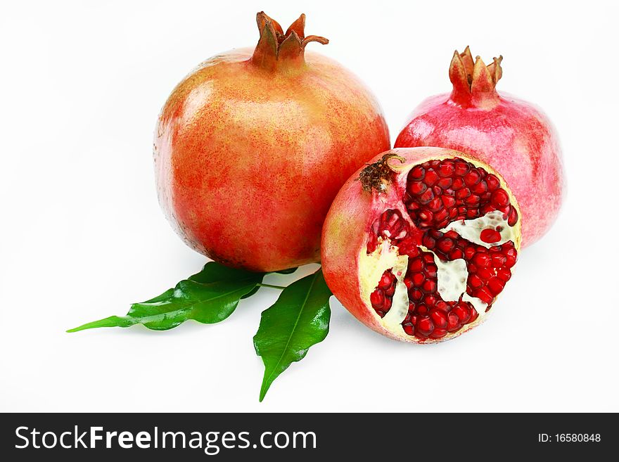 Pomegranates on a white background