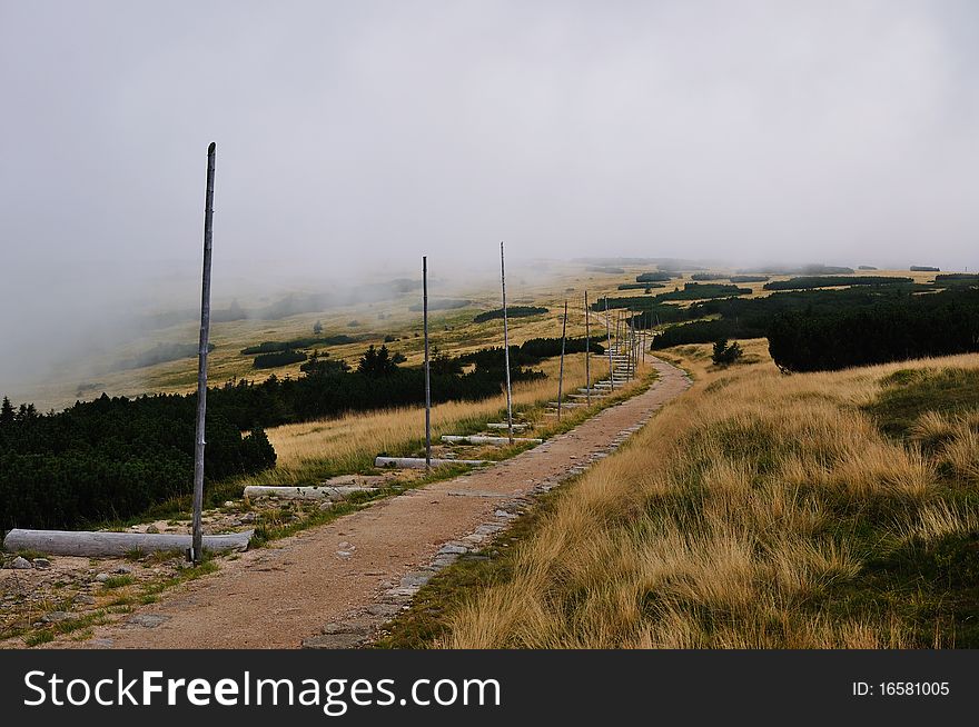 Mountain path in frog in the national park Krkonose