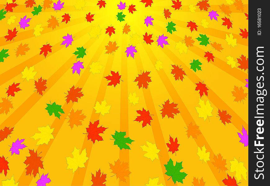 Bright Background of autumn leaves. Vector illustration