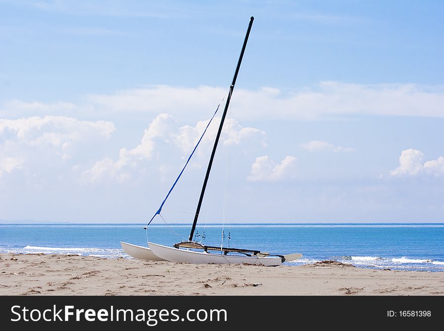 Catamaran on a beach