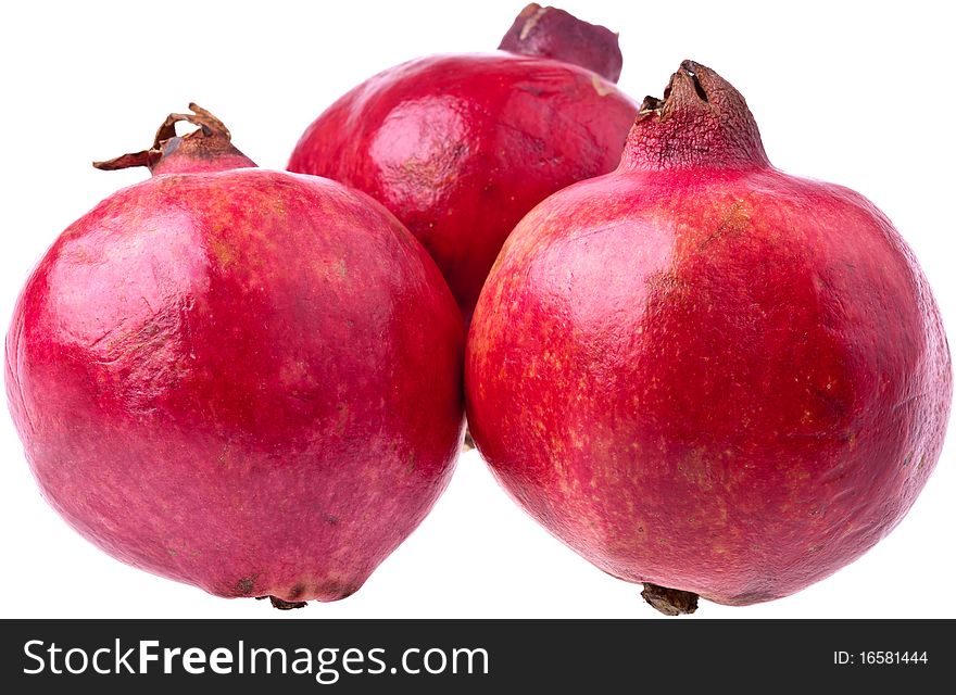 Three Ripe Pomegranates, completely isolated on white