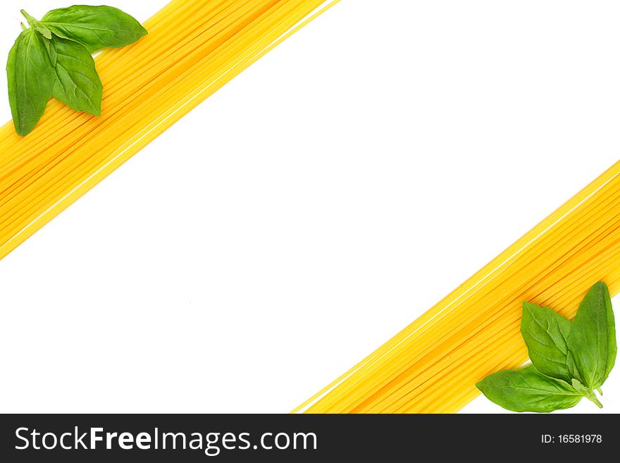 Food Frame With Pasta And Basil
