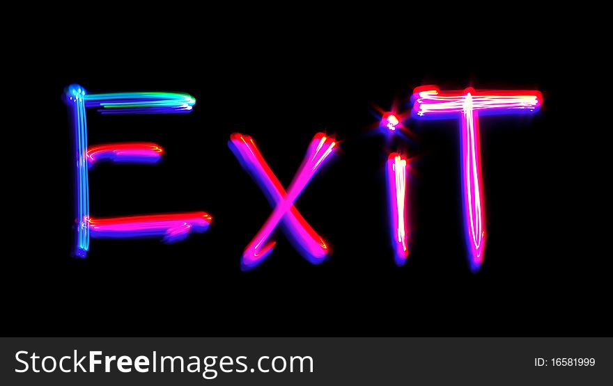 The Exit word on black. Freezelight photo style. The Exit word on black. Freezelight photo style.